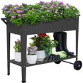 thumbnail image 1 of Raised Planter Box Outdoor with Legs Elevated Raised Garden Bed with Wheels Flower Boxes Outdoor Standing Planter for Vegetables Flowers Herbs Planting,Black, 1 of 6