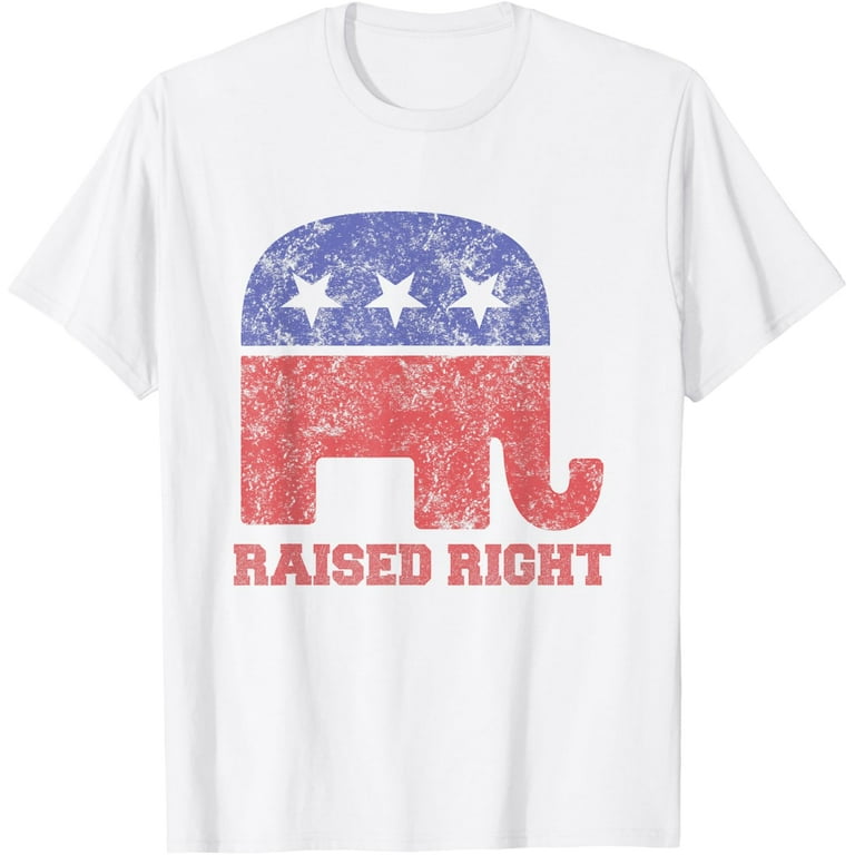 Raised Right! Republican Elephant Vintage Logo T-Shirt Raised Right! Republican Elephant Vintage Logo T-Shirt