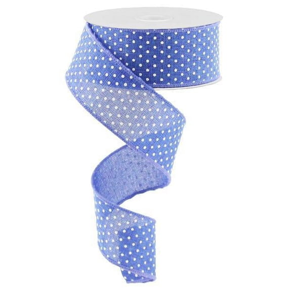 Raised Swiss Dots Blue with White, Polka Dots, Wired Ribbon 1.5"X10Yd