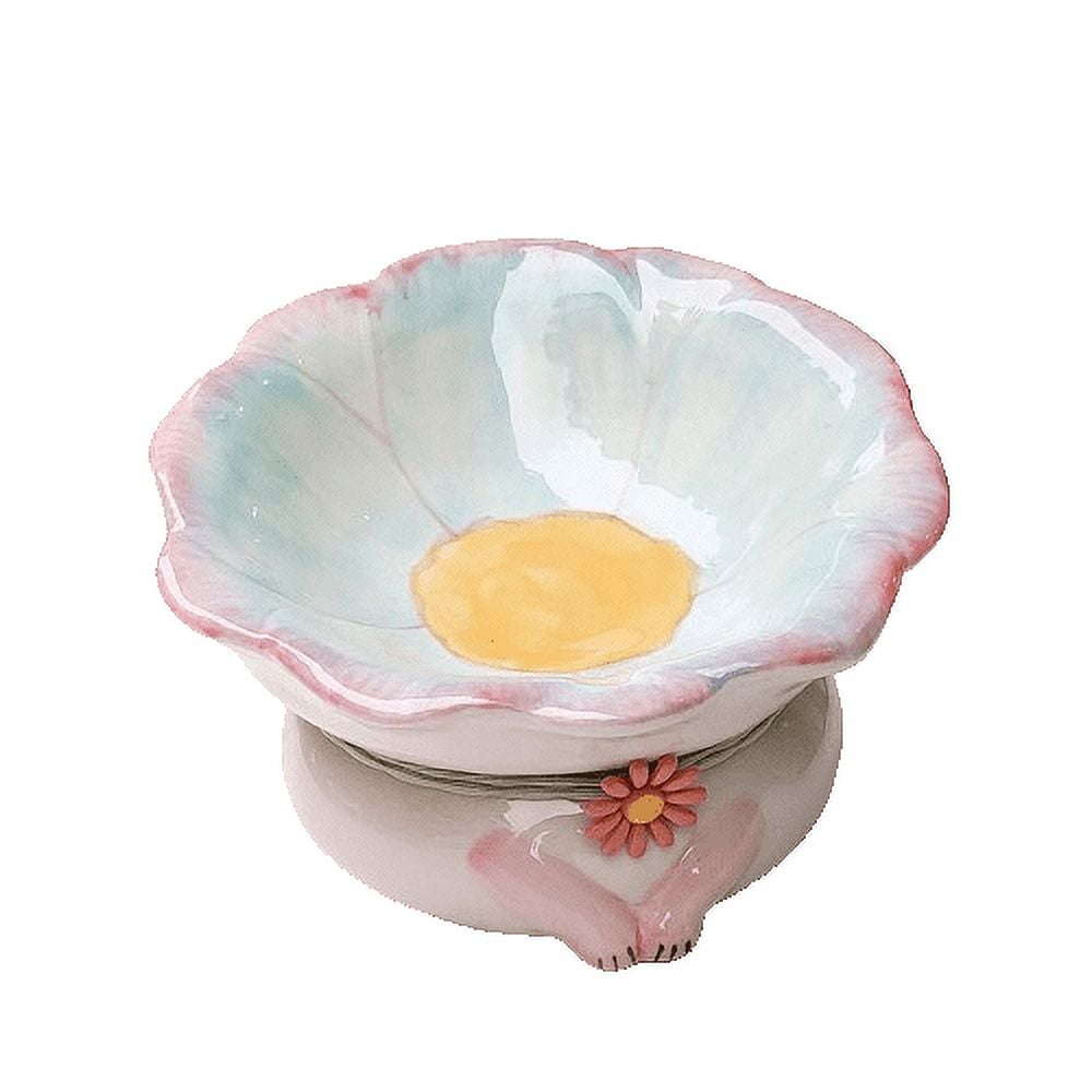 Raised Tilted Ceramic Cat Bowl, Elevated Cat Food Bowl for Indoor Cats