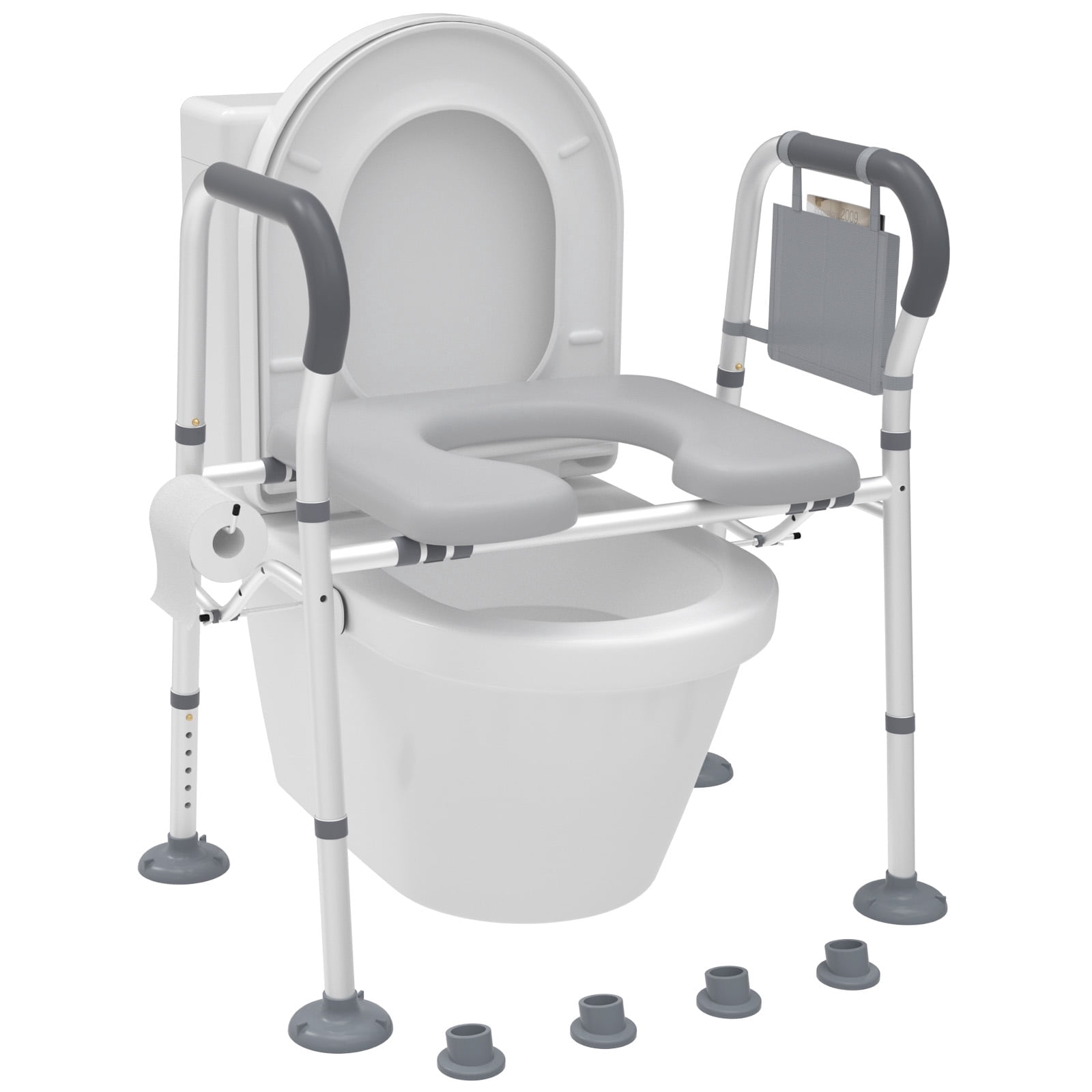 Raised Toilet Seat With Handles - Adjustable Height & Width, 500 Lb Capacity, For Seniors & Safety