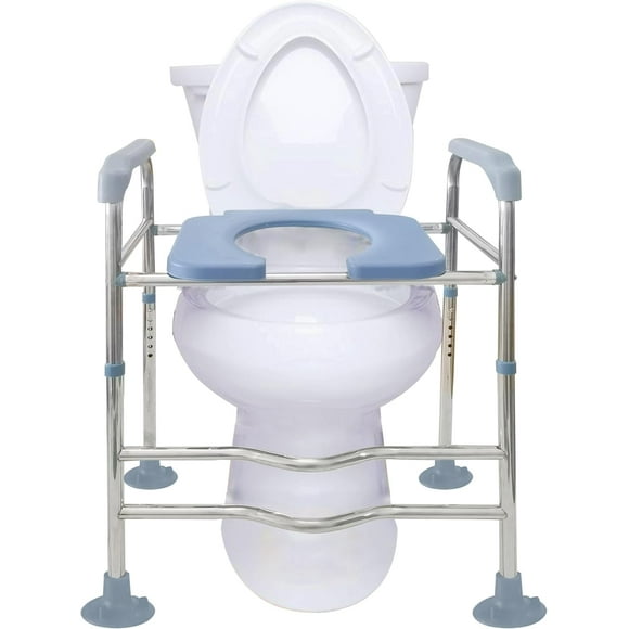 Raised Toilet Seat with Arms, 22in Width, Height Adjustable, Reinforced and Anti-Skid Design, Commode Chair and Safety Frame for Most ToiletsBathroom Assist Frame for Elderly, HandicapWiden
