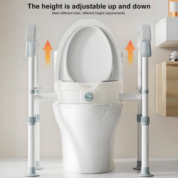 Raised Toilet Seat for Elderly, Toilet Seat Risers for Seniors with Adjustable Padded Armrest, Elevated Toilet Safety Seat for Standard or Elongated Commode, 220lbs Load-1 Set