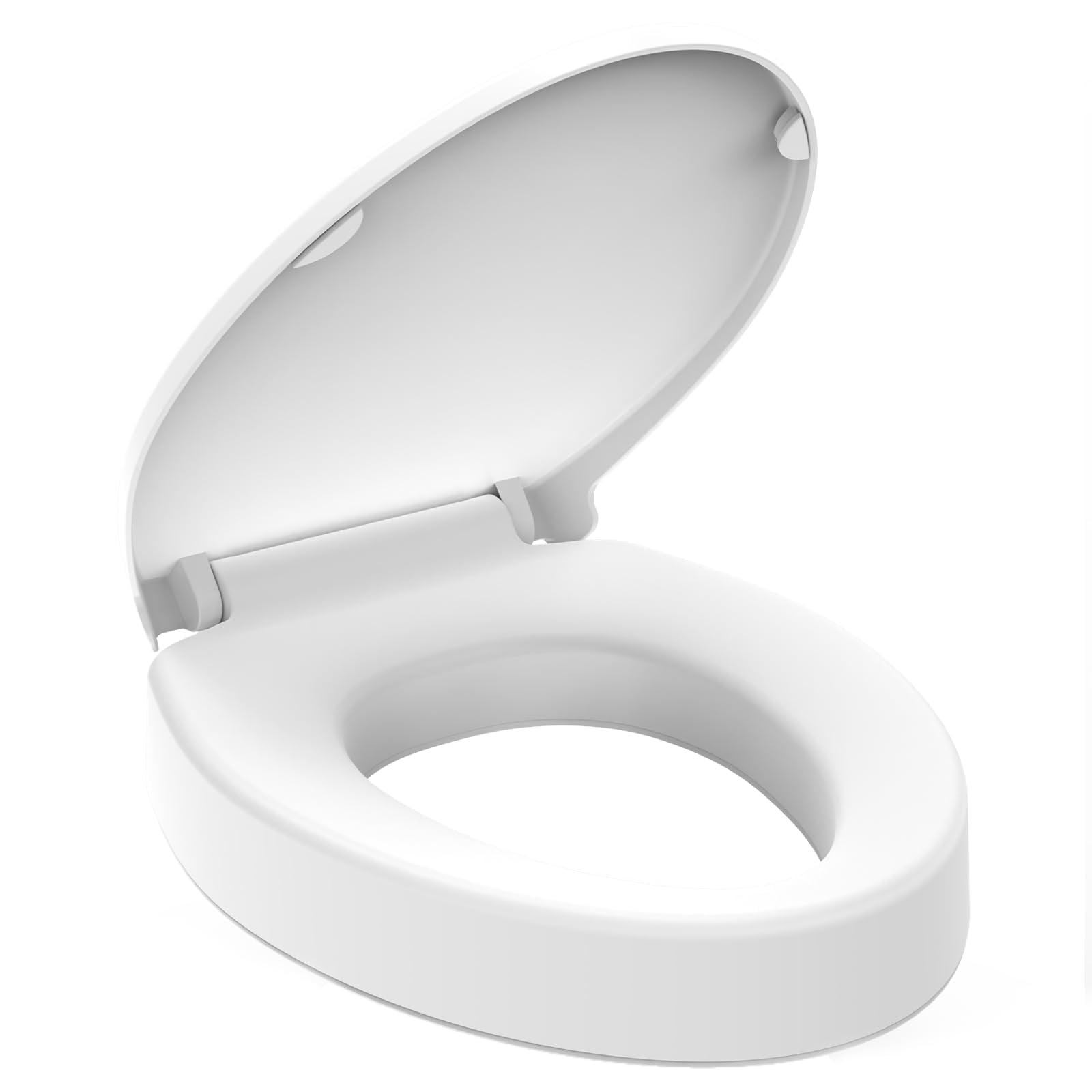 Raised Toilet Seat Elongated 18.5'' For Seniors - Soft Close  Quick Release & Connect Sturdy Pp Material Won't Loosen Ideal Mobility White