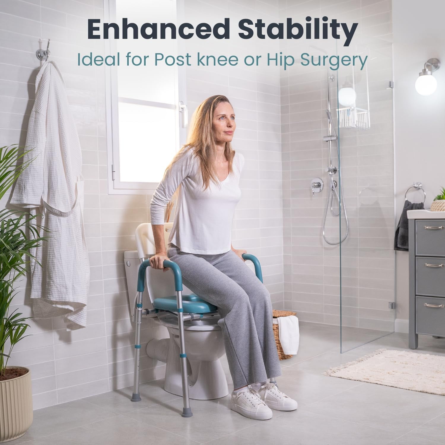 Raised Toilet Seat with Handles (400lb) - Adjustable 3 in 1 Commode ...