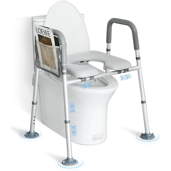 Raised Toilet Seat with Handles FSA Eligible,Upgraded Larger Suction Leg Toilet Riser with Handles, Adjustable Elevated Toilet Seat, Tool Free Toilet Seat Risers for Seniors/Handicap/Elderly/Disabled