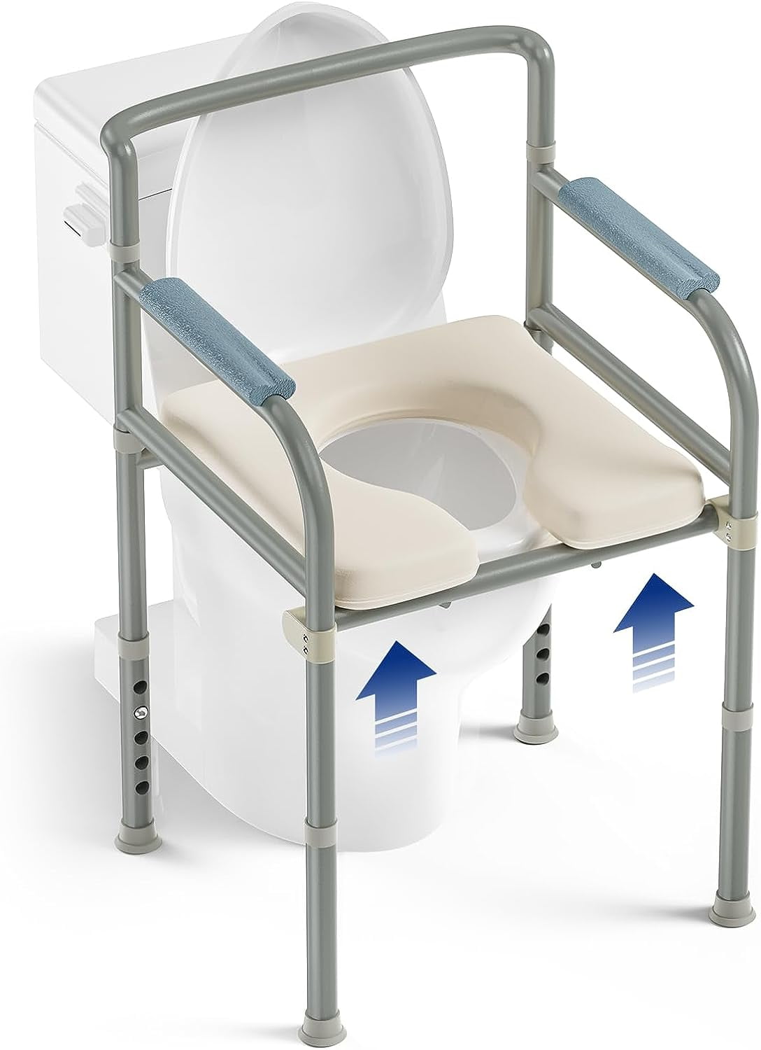 Raised Toilet Seat with Handles, Linor Padded Toilet Seat Risers for