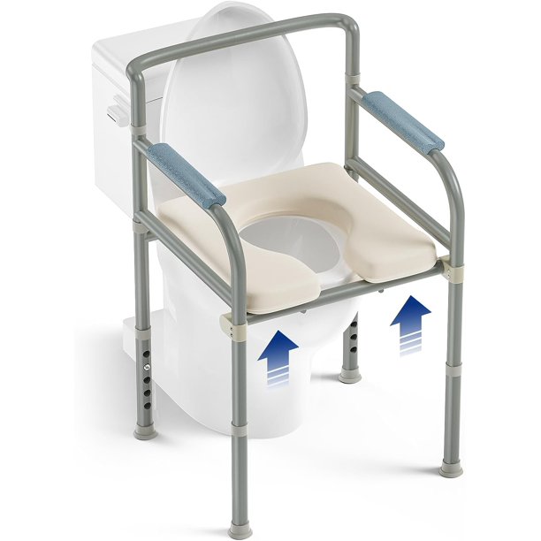 Raised Toilet Seat with Handles, Linor Padded Toilet Seat Risers for