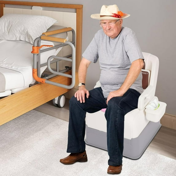 Raised Toilet Seat with Handles, Padded Toilet Seat Risers for Seniors Up to 220.46lbs, Stand Alone Elevated Bedside Commode Chair for Toilet Seniors and Pregnant (Blue)