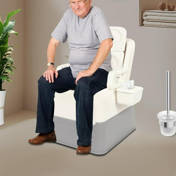 Raised Toilet Seat with Handles, Padded Toilet Seat Risers for Seniors Up to 220.46lbs, Stand Alone Elevated Bedside Commode Chair for Toilet Seniors and Pregnant (Blue)