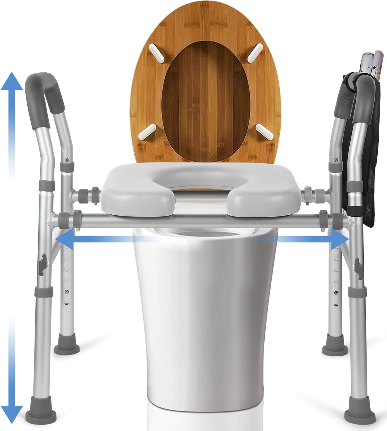 Raised Toilet Seat with Handles, Soft Padded Toilet Seat Risers for