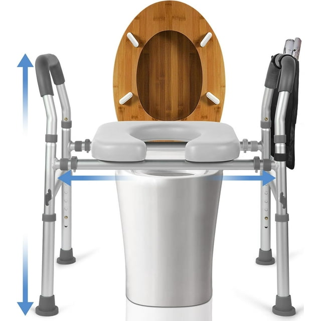 Raised Toilet Seat with Handles, Soft Padded Toilet Seat Risers for