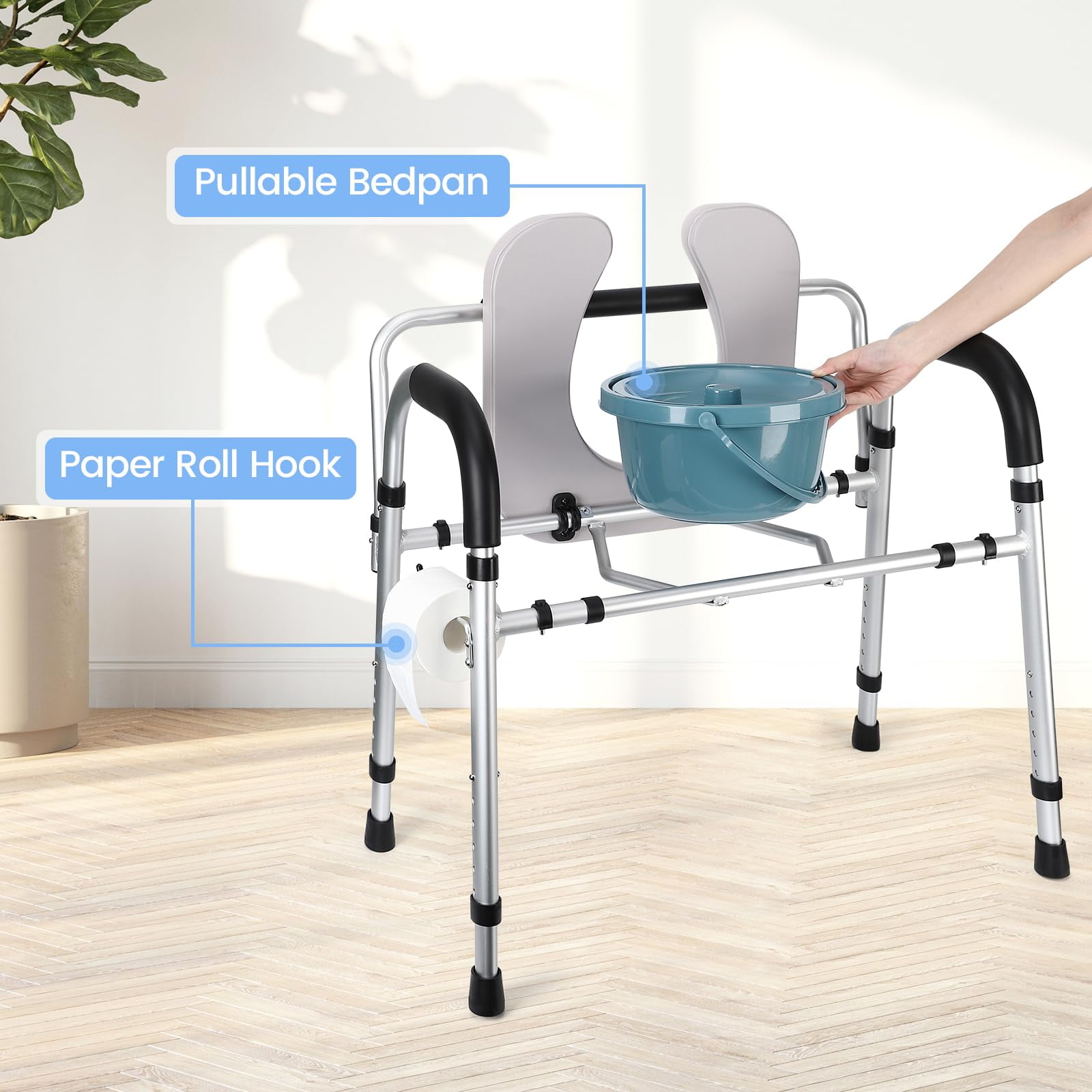 Raised Toilet Seat with Handles and The Seat Back for Senior, Up to ...