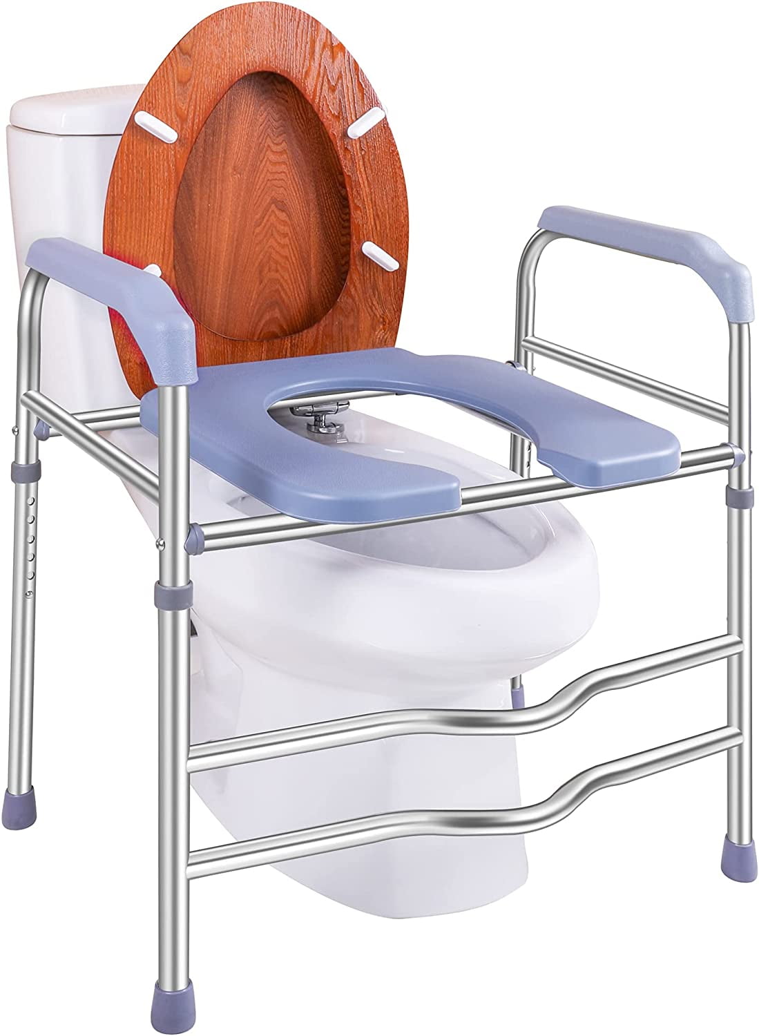 Raised Toilet Seat with Handles, Toilet Seat Riser for Seniors with Adjustable Height, up to 400lbs, Raised Toilet Seat for Elderly, Pregnant and Handicap, Fit Any Toilet