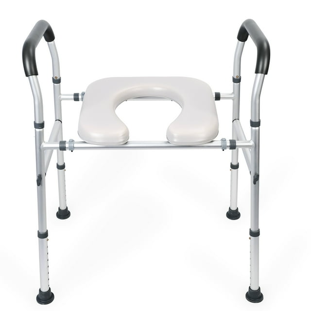 Raised Toilet Seat with Handrail, Width and Height Adjustable Raised