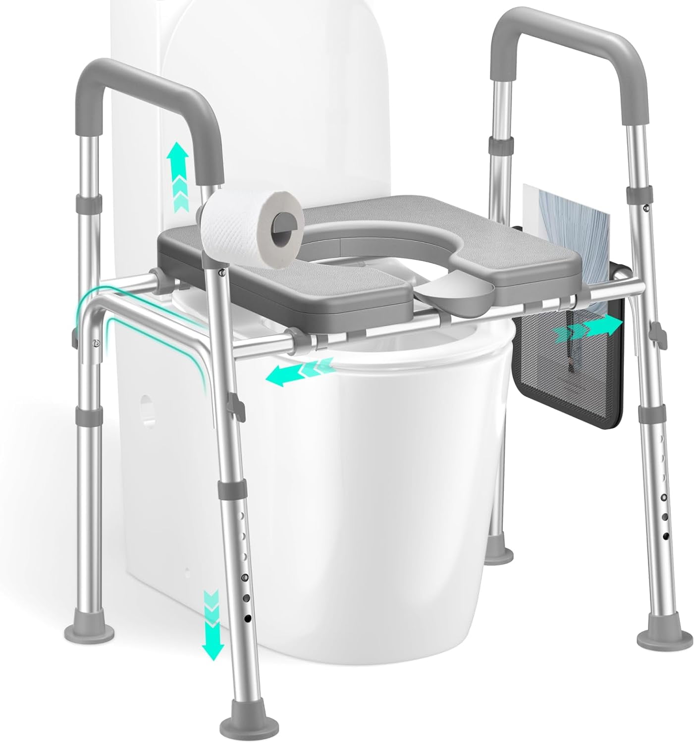 Raised Toilet Seat Riser with Handles for Seniors, 450LBS Heavy-Duty ...