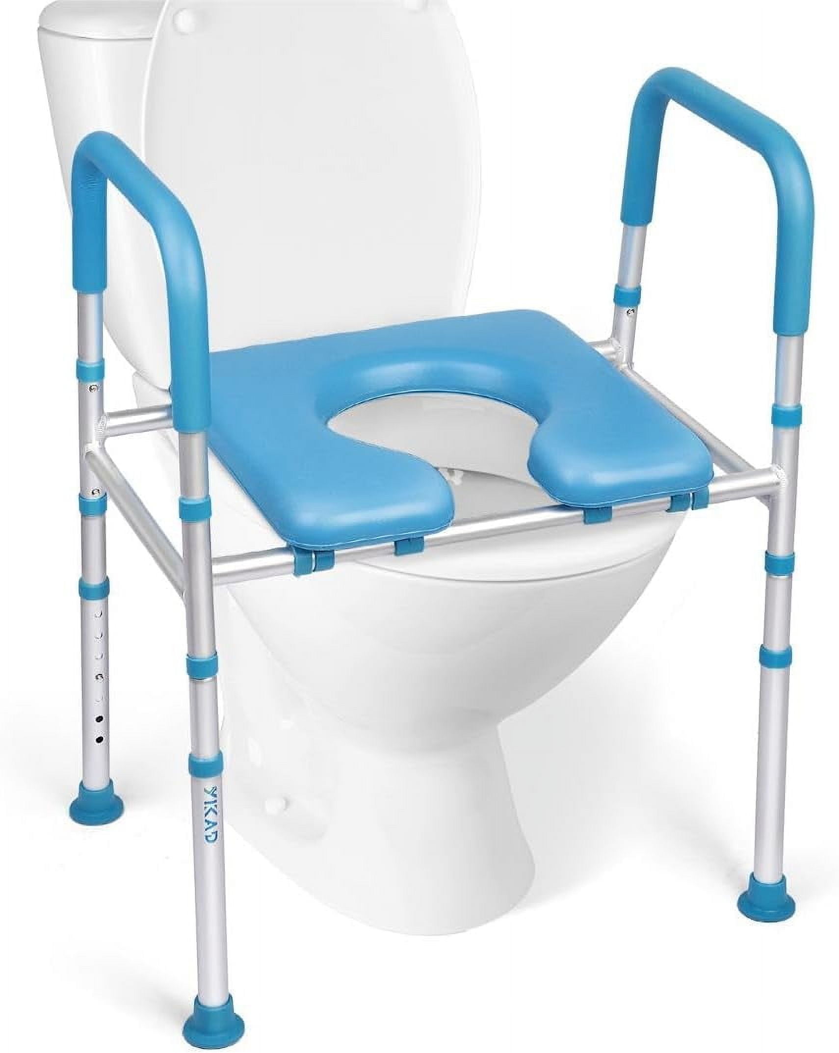 Raised Toilet Seat with armrest, Adjustable Width and Height Toilet Riser Safety Frame, 400lbs Capacity for Elderly, Medical Besides Commode Chair with Cozy pad for Seniors Handicap Pregnant