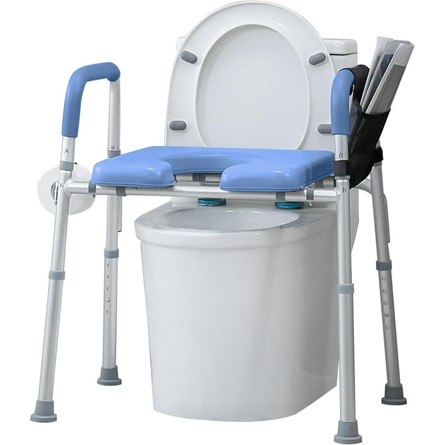 Raised Toilet Seat with Armrests and Padded Seat, Elevated Toilet Seat ...