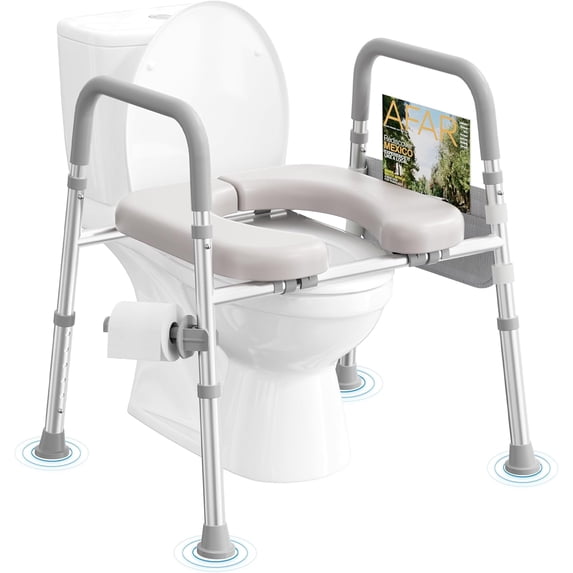 Raised Toilet Seat With Handles - Adjustable Height & Width, 500 Lb Capacity, For Seniors & Safety