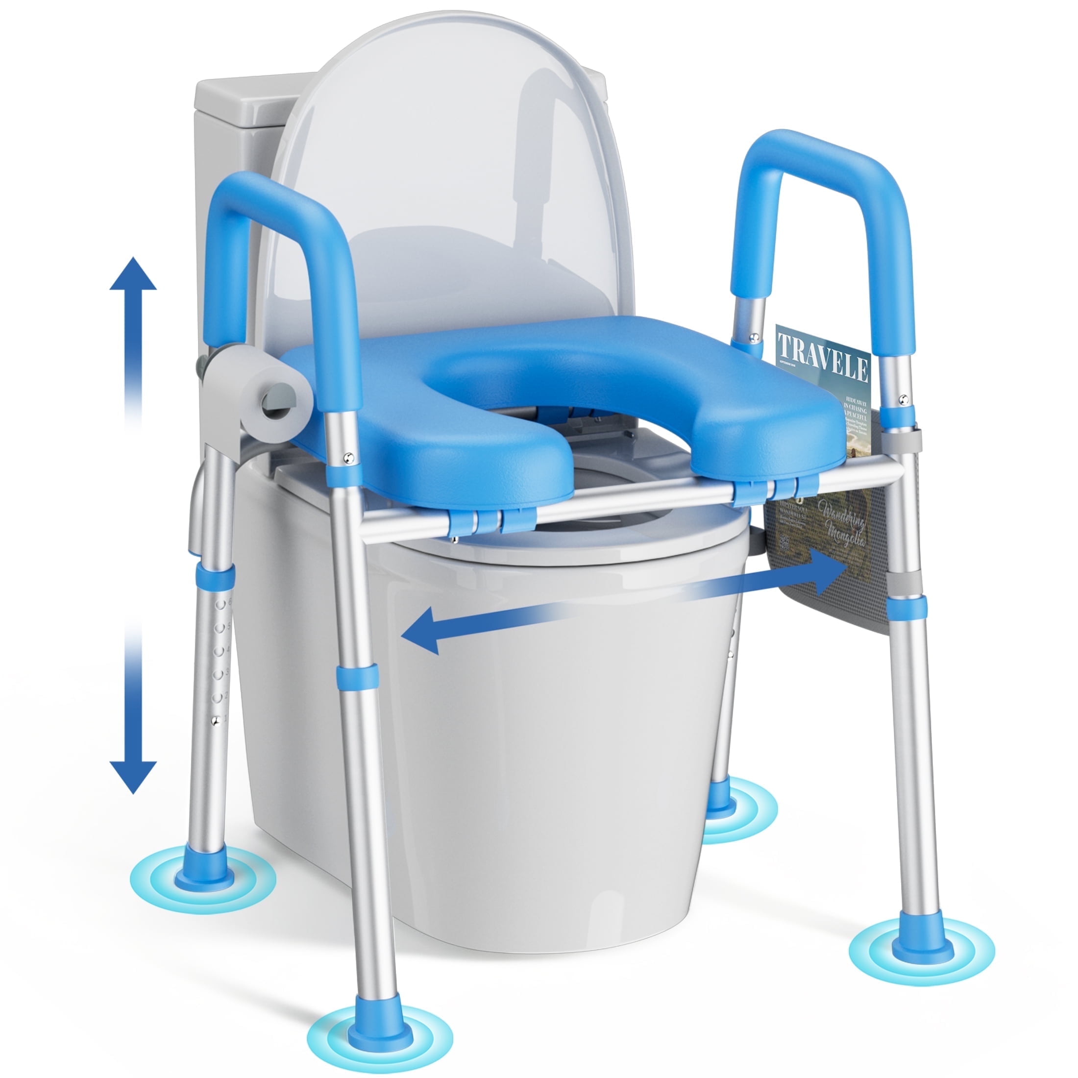 KEKOY Toilet Seat Riser for Seniors, Raised Toilet Seat with Handles, FSA HSA Eligible 400lb Elevated Toilet Risers, Tool-Free Assembly with Adjustable Height & Width