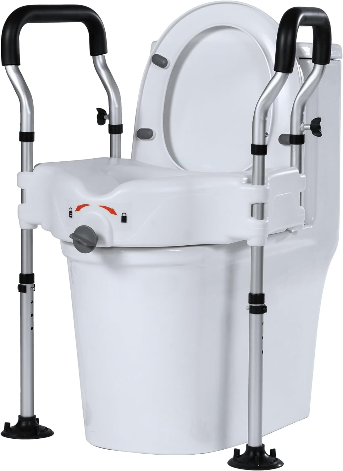 Raised Toilet Seat with Widened Handles, Elevated Toilet Seat Riser for