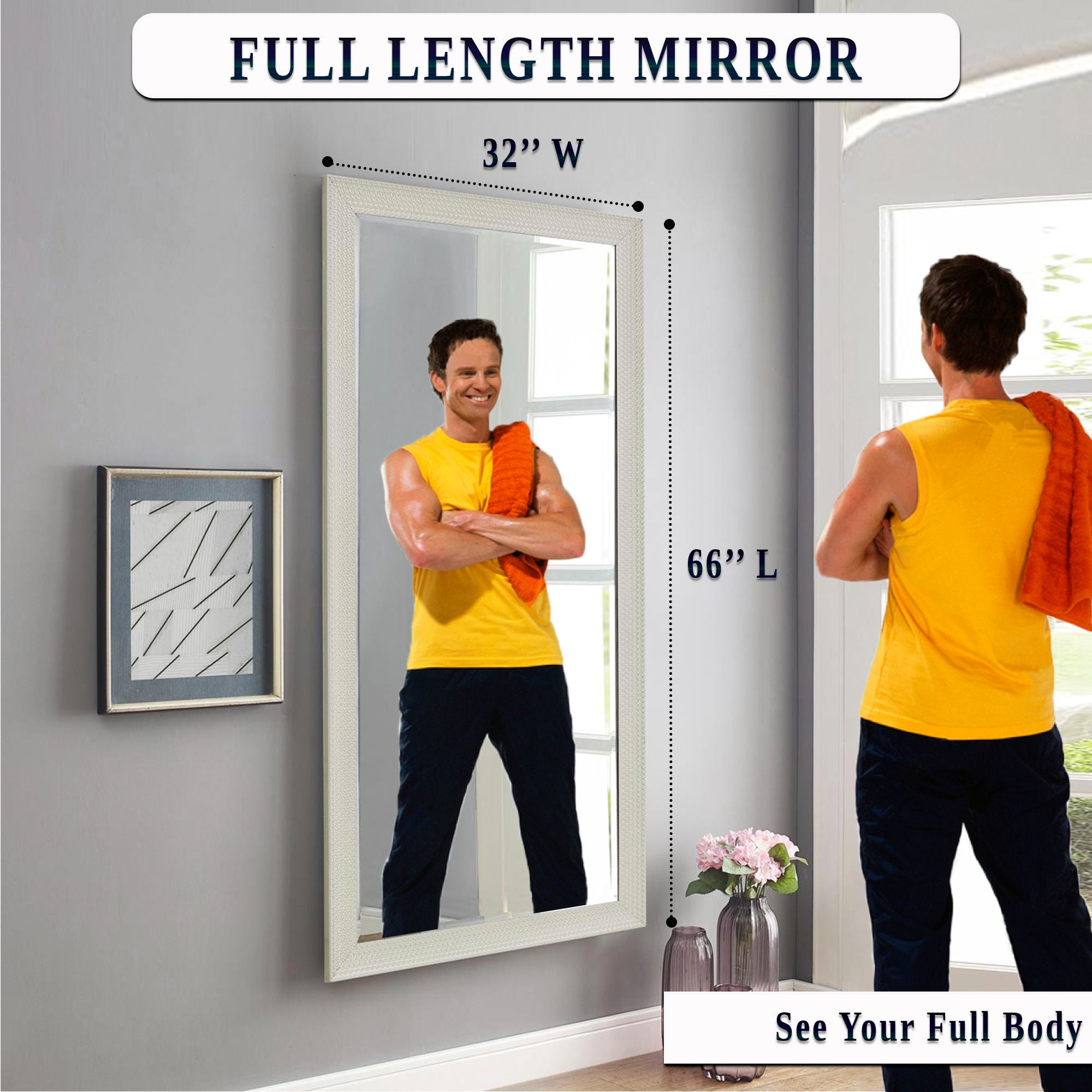 Raised Triskele Full length Mirror, Wall Mirror, 66"LX32"W Full Body