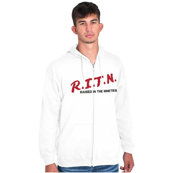 Raised in 90s Throwback Nostalgia Unisex Fleece Graphic Zip Up Hoodie Brisco Brands 5X