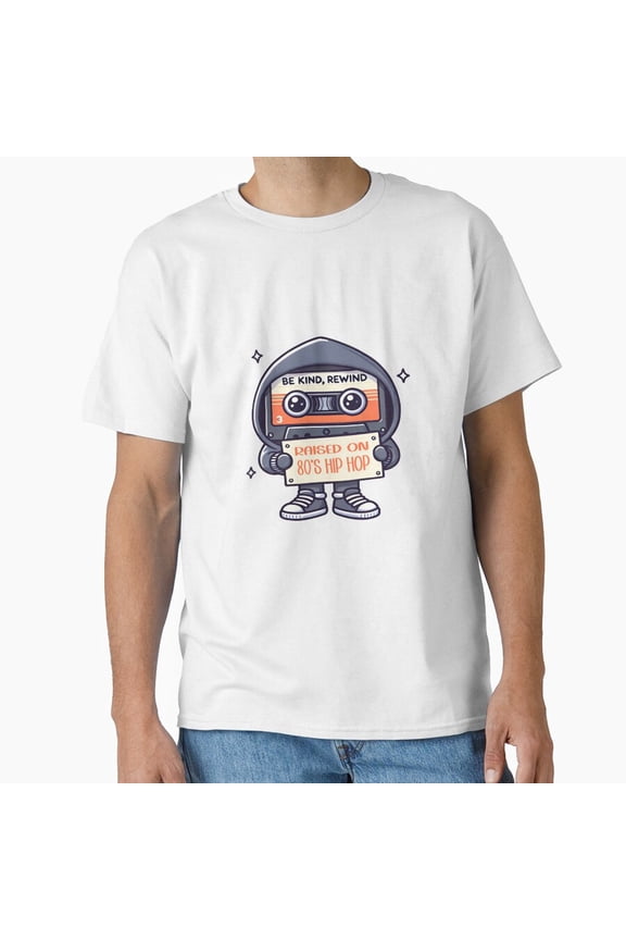 Raised on 80s Hip Hop Old School Rap Retro Striped Slogan Variant B T-Shirt