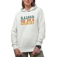 thumbnail image 1 of Raised on 90s Country Music Themed, Groovy Retro Wavy Text Merch Gift, White Hooded Sweatshirt or Hoodie, Small, 1 of 5