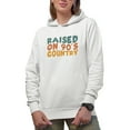 thumbnail image 1 of Raised on 90s Country Songs or Music Lover, Groovy Retro Wavy Text Merch Gift, White Hooded Sweatshirt or Hoodie, Small, 1 of 5