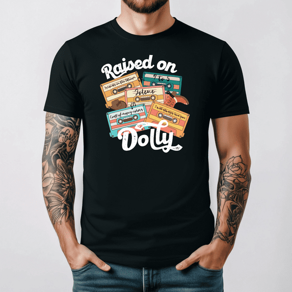 Raised on Retro Country Music Dolly Inspired Vintage Graphic Tee V16669,for men and women up to 5XL