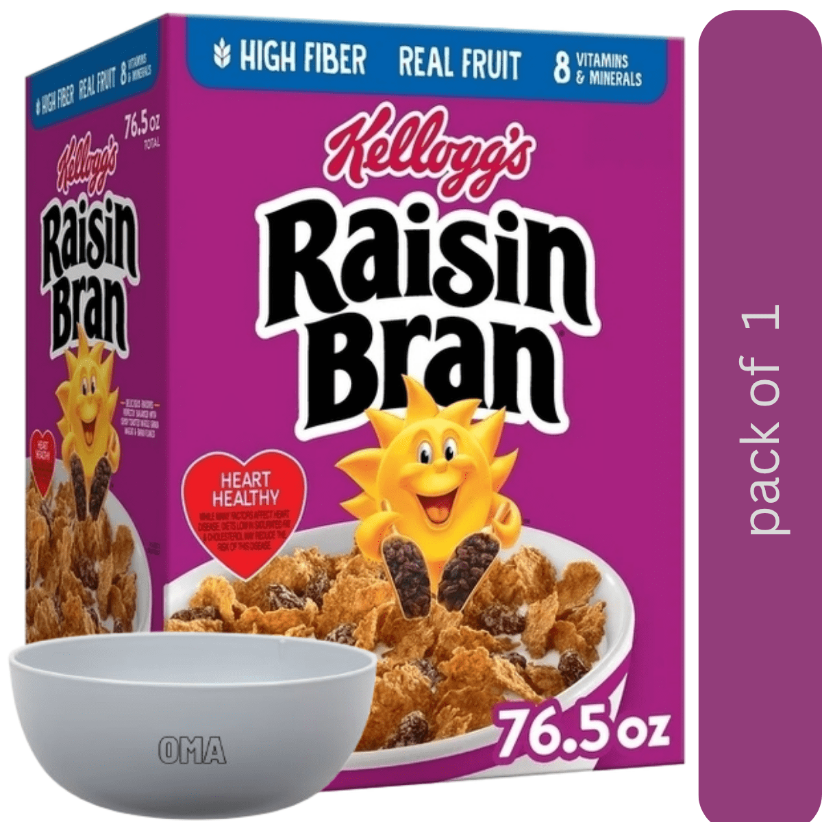 Raisin Bran Cereal, 76.5 oz with bowl by OMA
