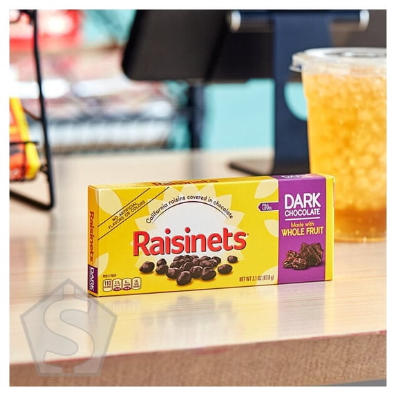 Raisinets Dark Chocolate-Covered Raisins Candy Box 3.1 oz. - 15/Case