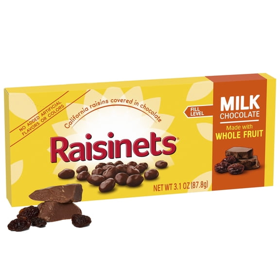 Raisinets Milk Chocolate Covered Raisins, Gluten-free California Movie Theater Candy Box, 2.8 oz