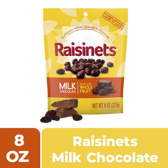 Raisinets Milk Chocolate Covered Raisins, Gluten-free California Chocolate Raisins, Resealable Bag, 8.0 oz