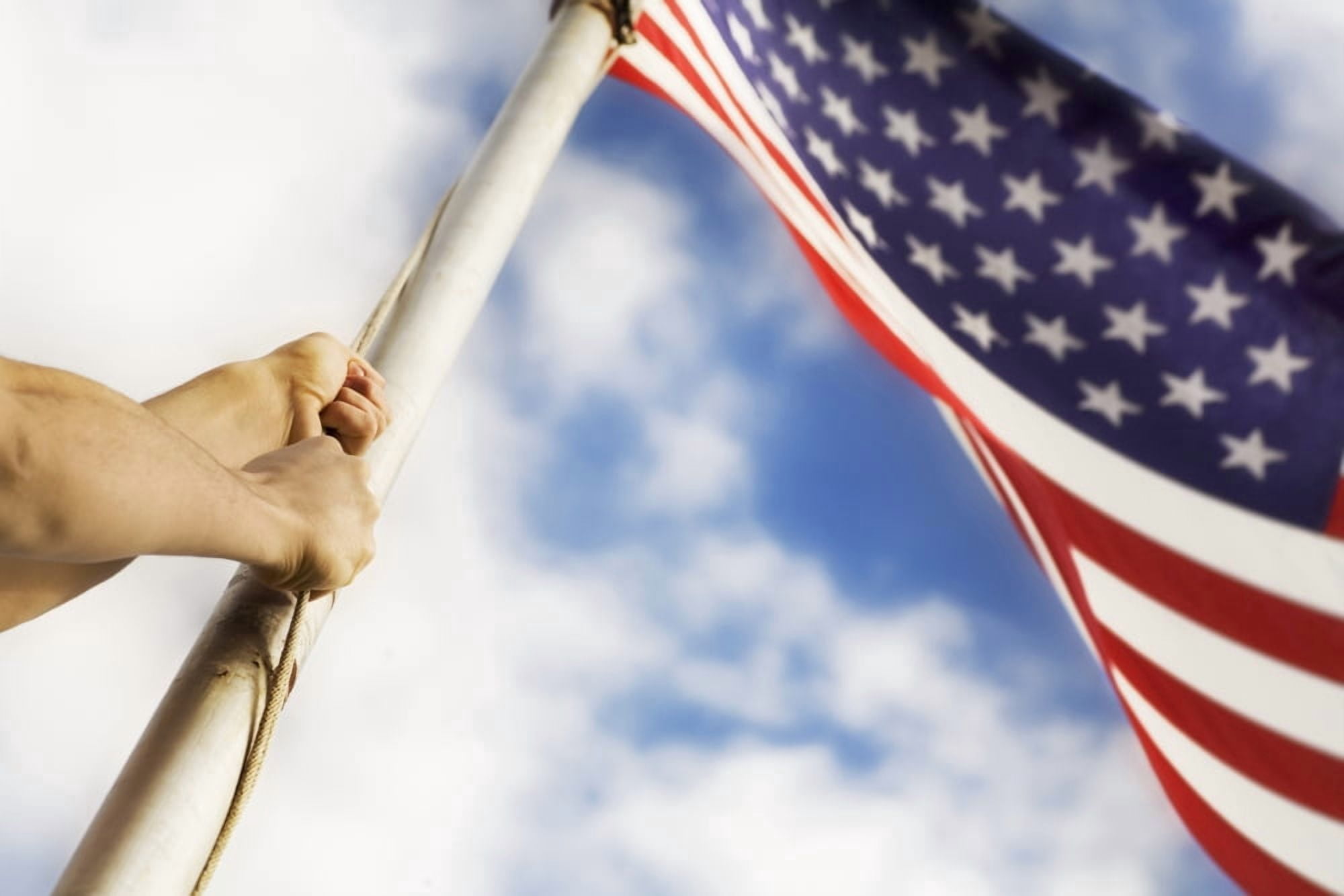 Raising An American Flag Canvas Art - Chris and Kate Knorr Design Pics (36 x 24)