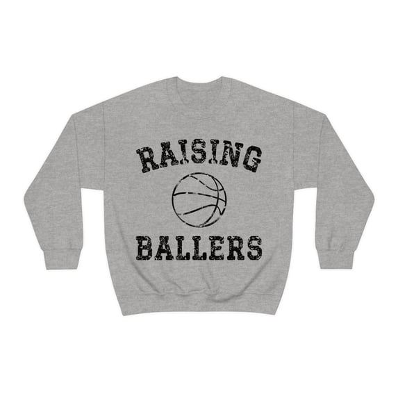 Raising Ballers Funny Basketball Shirt for Mom Dad Basketball Sweatshirt Grey 3XL