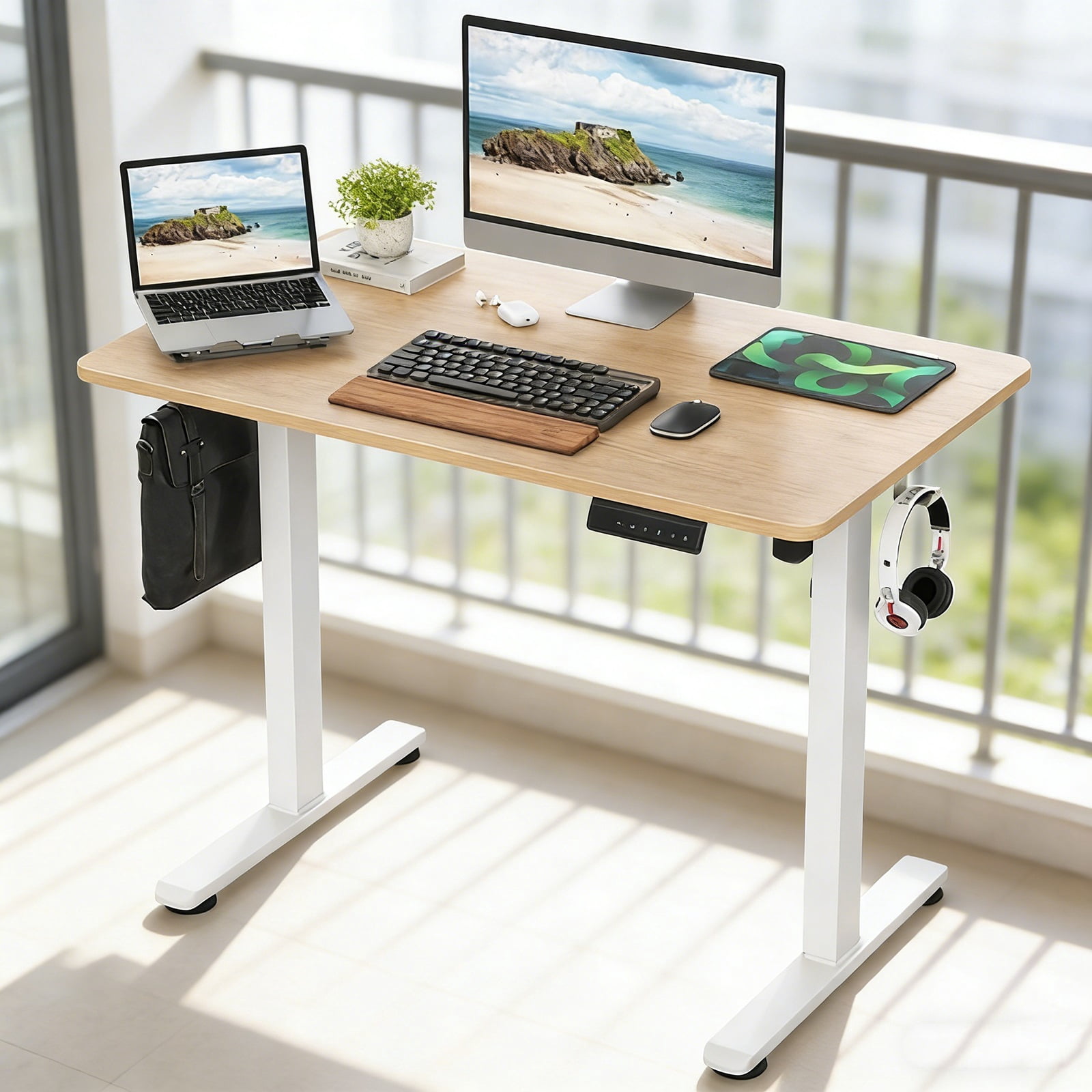Raising Desk That Raises Up and Down  Large Adjustable Height Standing Desks for Home Office Productivity
