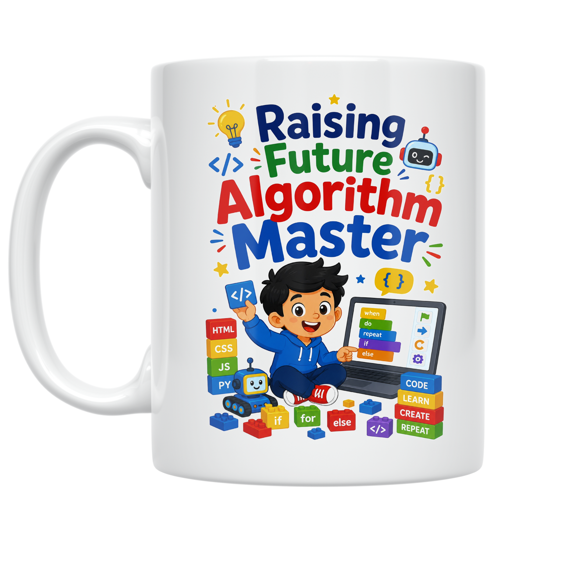Raising Future Algorithm Master - Coding for Kids - 11 oz Ceramic Coffee Mug