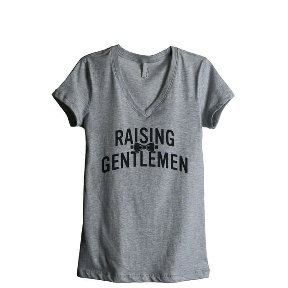 Raising Gentlemen Women's Fashion Relaxed V-Neck T-Shirt Tee Heather Grey X-Large