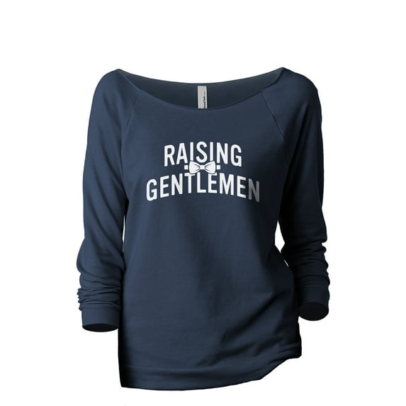 Raising Gentlemen Women's Fashion Slouchy 3/4 Sleeves Raglan Lightweight Sweatshirt Navy 2X-Large