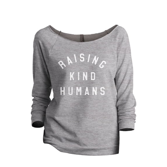 Raising Kind Humans Women's Fashion Slouchy 3/4 Sleeves Raglan Lightweight Sweatshirt Sport Grey Small