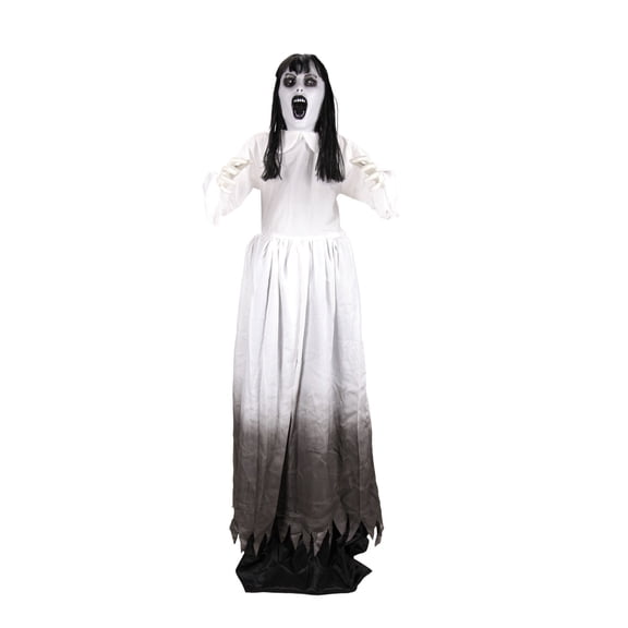 Haunted Hill Farm Red LED Battery-Powered (4 AA) Standing Raising Lady Halloween Animatronic 5.9-ft.