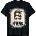 thumbnail image 1 of Raising My Husband Is Exhausting Leopard Messy Bun Bleached T-Shirt, 1 of 4