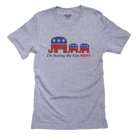 Raising My Kids Right Republican Conservative Elephant Men's Grey T-Shirt