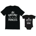 thumbnail image 1 of Raising a Princess Men's T-Shirt Crown Royalty Graphic Tee Raised By a King Baby Bodysuit Kids Toddler Shirt, 1 of 3