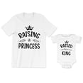 thumbnail image 1 of Raising a Princess Men's T-Shirt Crown Royalty Graphic Tee Raised By a King Baby Bodysuit Kids Toddler Shirt, 1 of 3