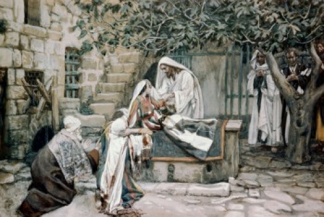 Raising of Jairuss Daughter James Tissot (1836-1902 French) Canvas Art - James Tissot (18 x 24)