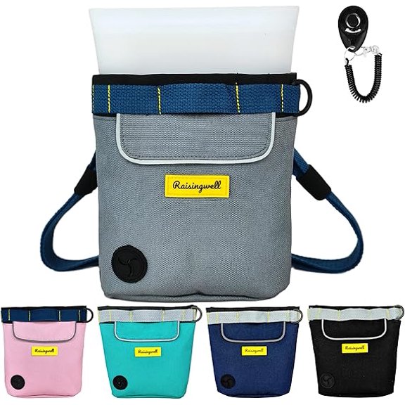 Raisingwell Dog Treat Pouch for Pet Walking and Training with Clicker 2 Cup Silicone Bag Small Fanny Pack Holder for Puppy Snack Dispenser Kit for Leash and Outdoor Use (Gray)
