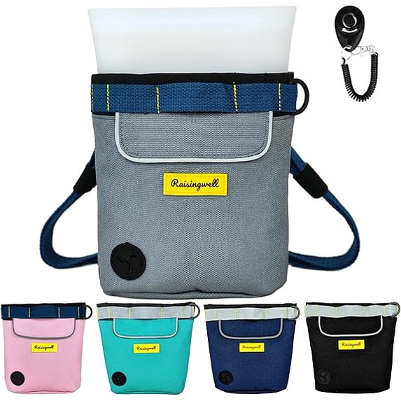 Raisingwell Dog Treat Pouch for Pet Walking and Training with Clicker 2 Cup Silicone Bag Small Fanny Pack Holder for Puppy Snack Dispenser Kit for Leash and Outdoor Use (Gray)